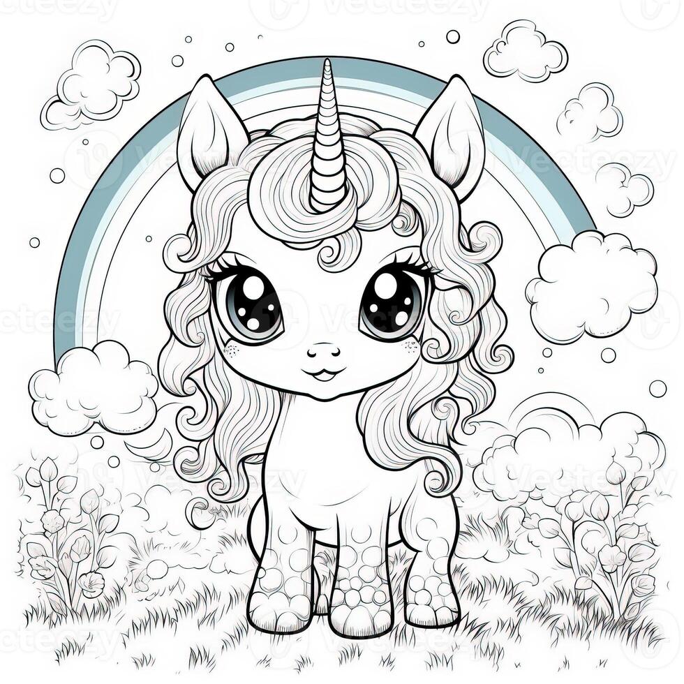 kawaii unicorno colorazione pagine foto