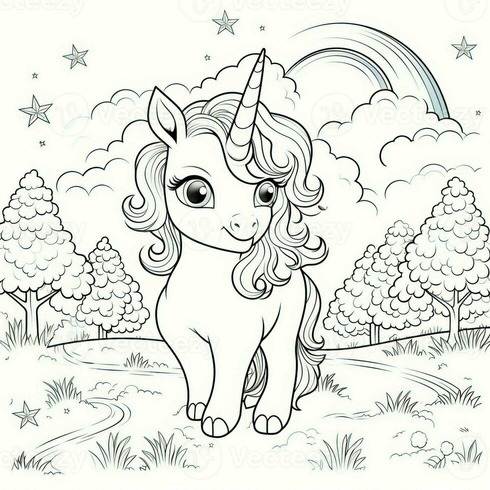 kawaii unicorno colorazione pagine foto