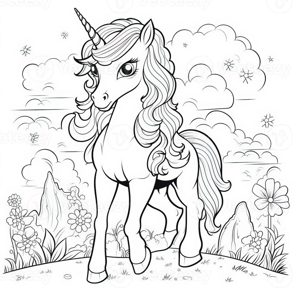 kawaii unicorno colorazione pagine foto