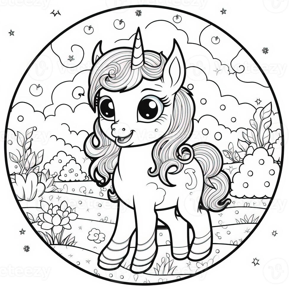 kawaii unicorno colorazione pagine foto