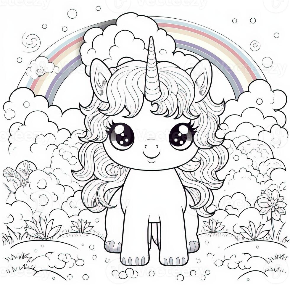 kawaii unicorno colorazione pagine foto