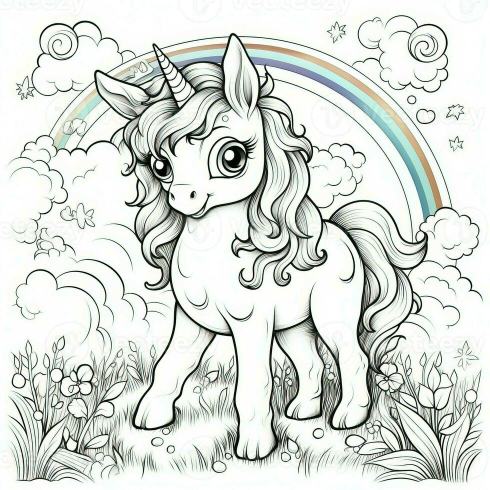 kawaii unicorno colorazione pagine foto