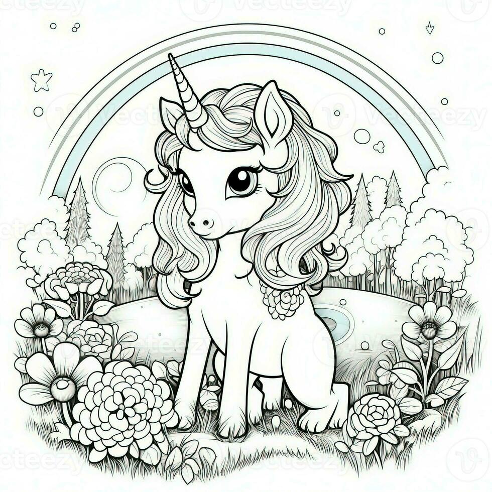 kawaii unicorno colorazione pagine foto