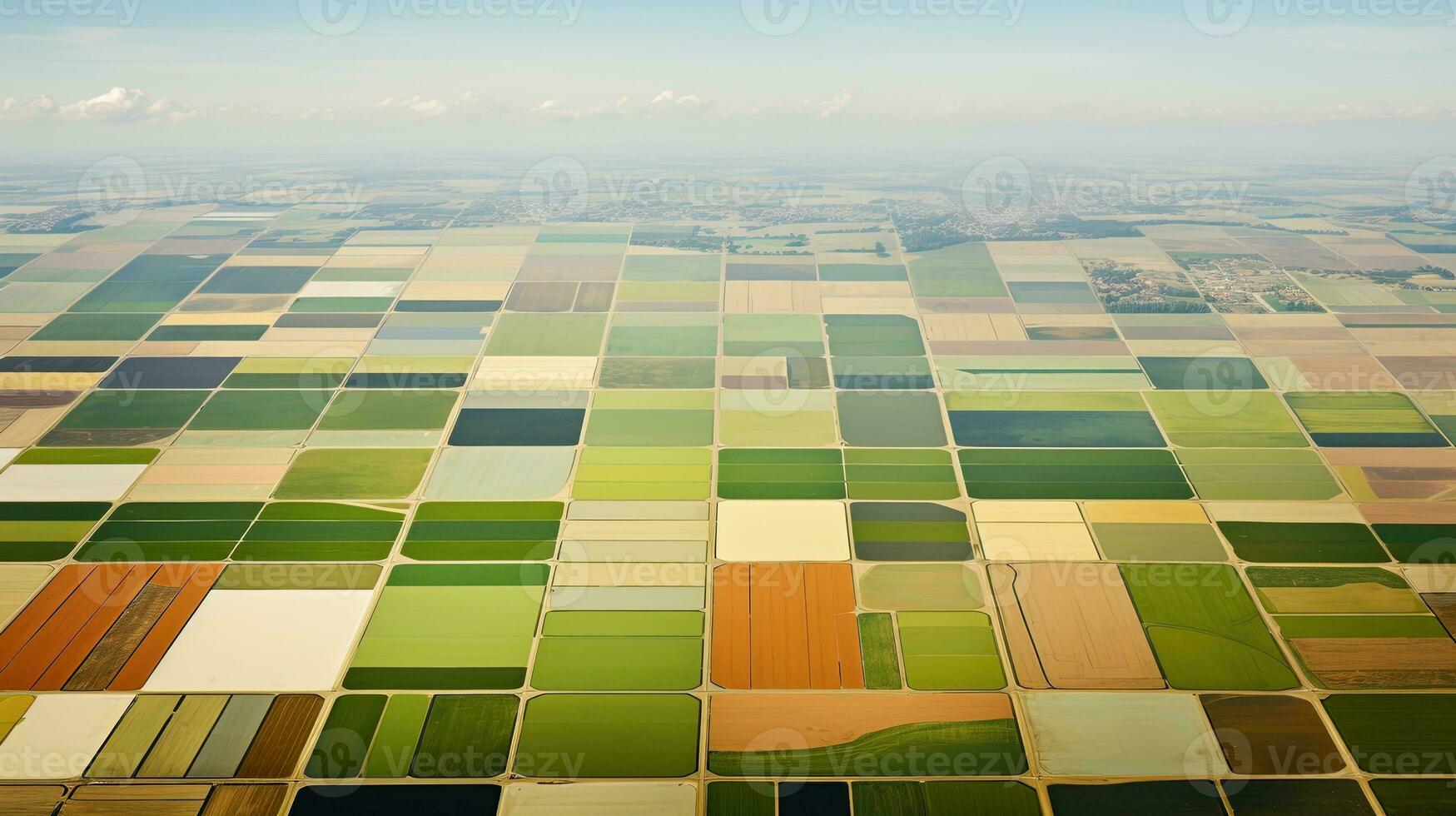 generativo ai, azienda agricola paesaggio, agricolo campi, bellissimo campagna, nazione strada. natura illustrazione, fotorealistico superiore Visualizza drone, orizzontale striscione. foto