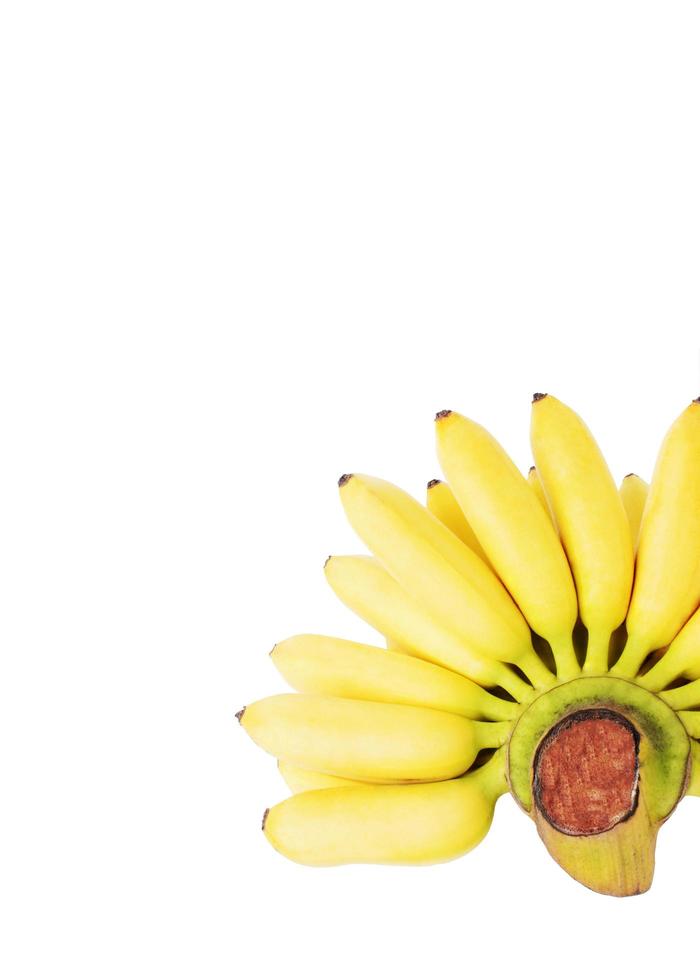 frutti di banana gialla isolati su sfondi bianchi con verticale foto