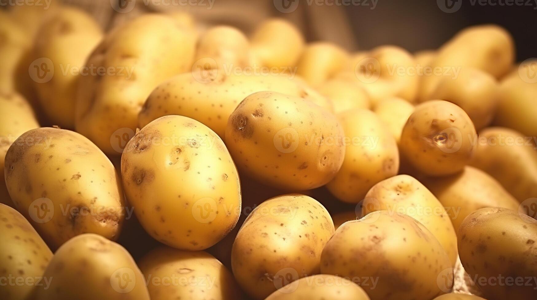 generativo ai, vicino su fresco biologico totale Patata sfondo. agricoltori mercato verdura foto