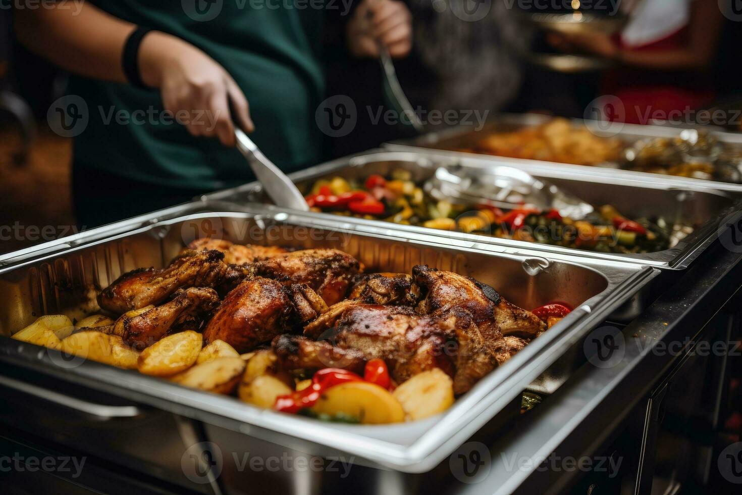 ristorazione buffet cibo interno nel ristorante con grigliato carne. foto