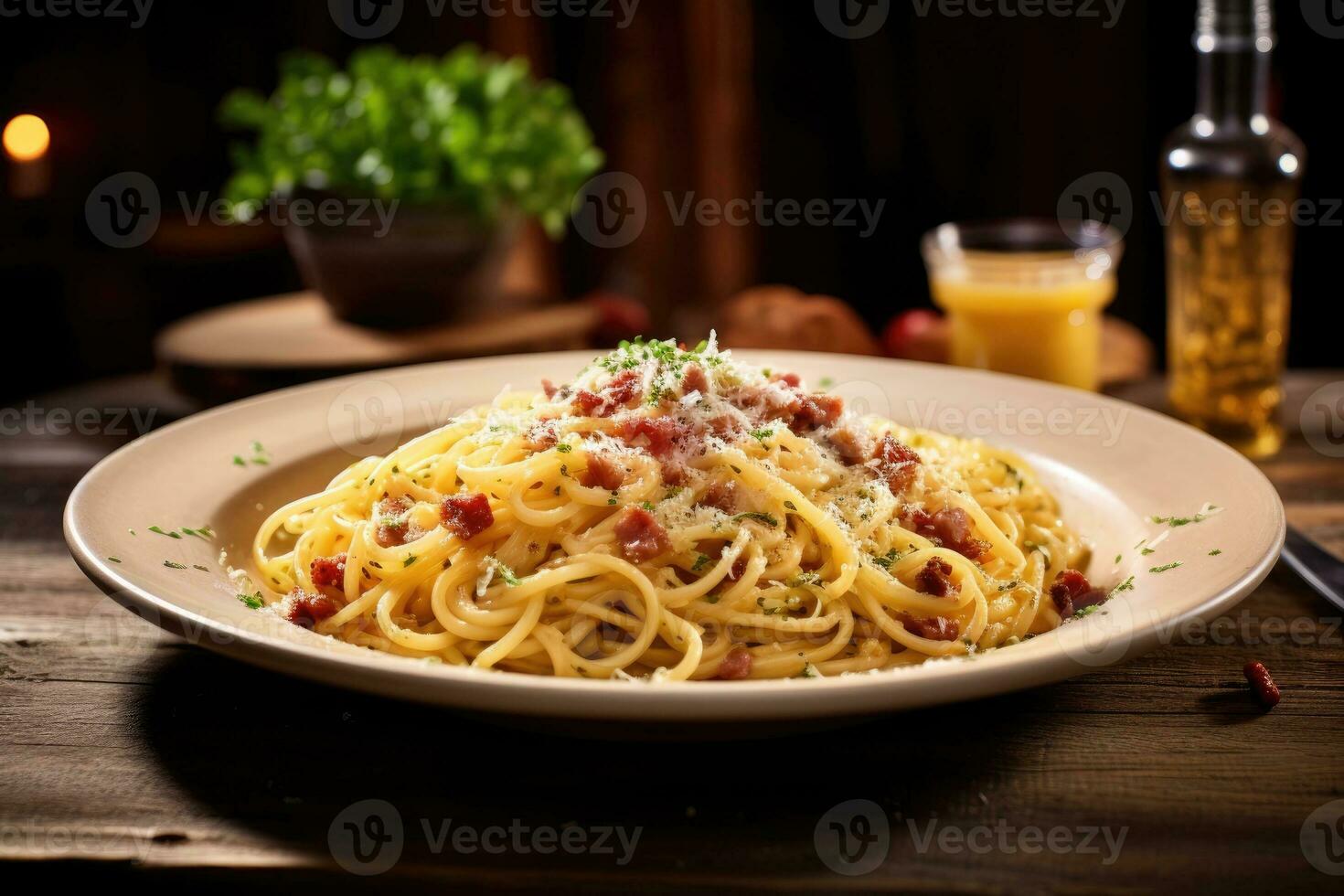 tradizionale italiano piatto spaghetti carbonara. foto