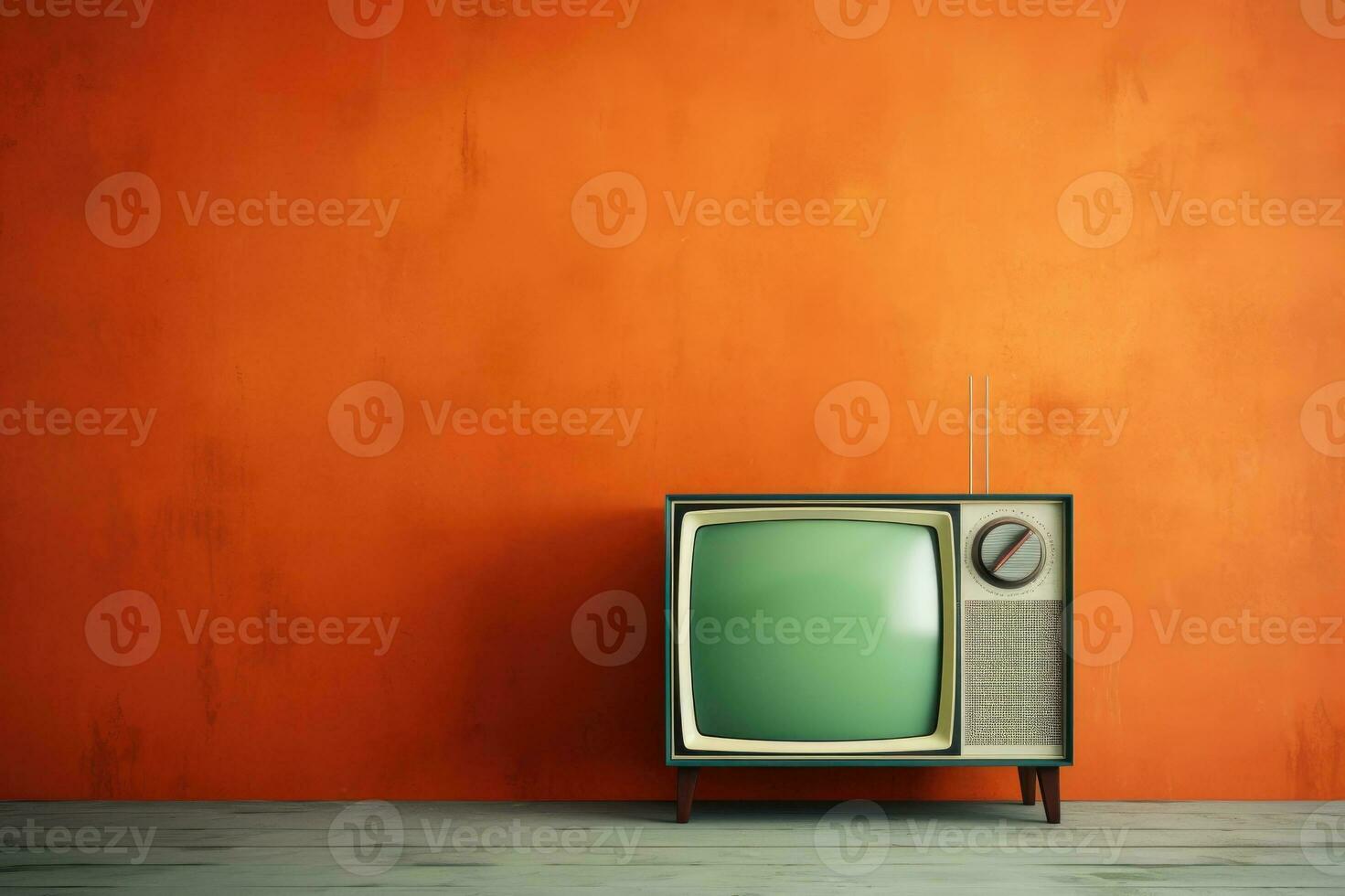 Vintage ▾ tv contro il parete. retrò stile. generativo ai foto