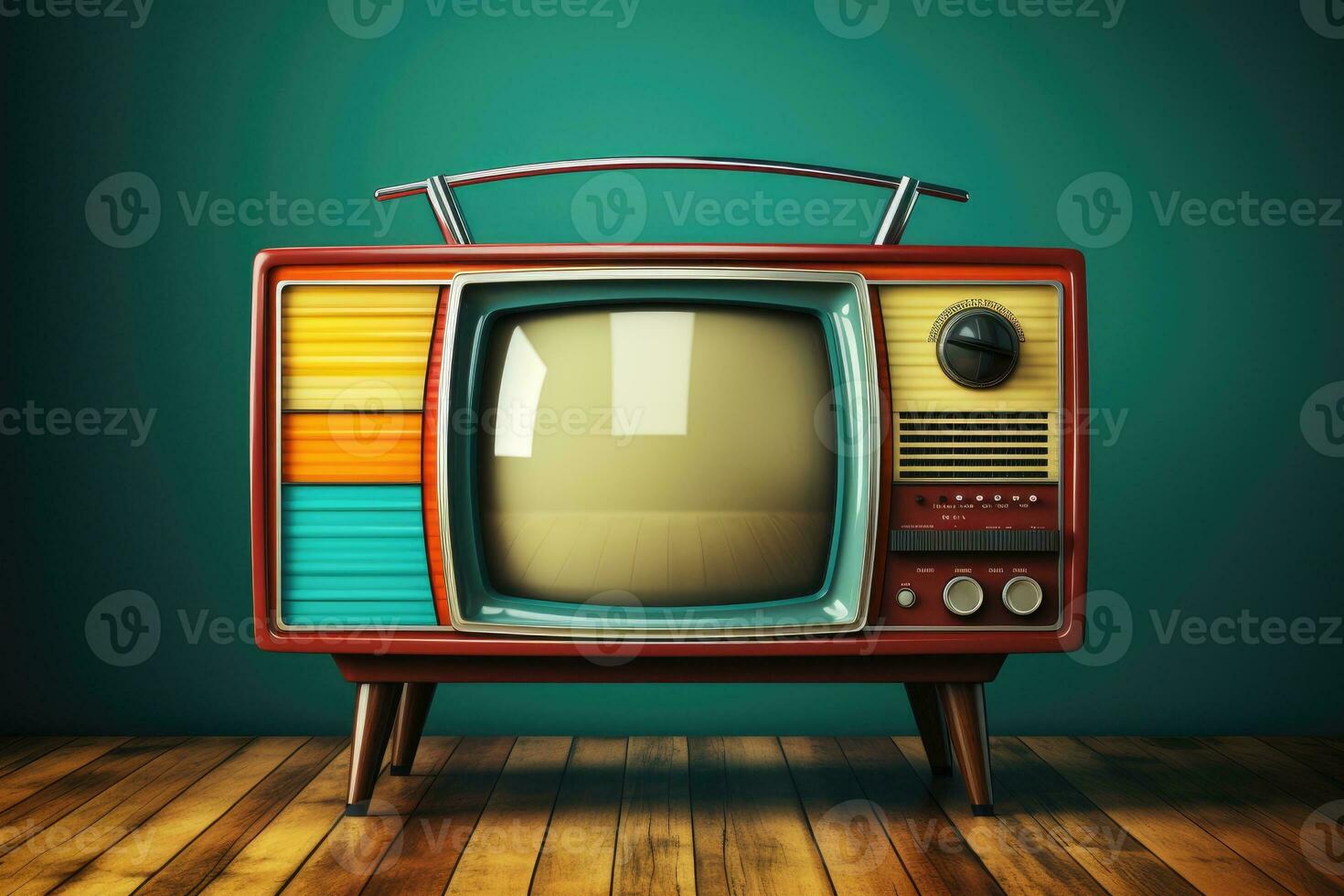 Vintage ▾ tv contro il parete. retrò stile. generativo ai foto