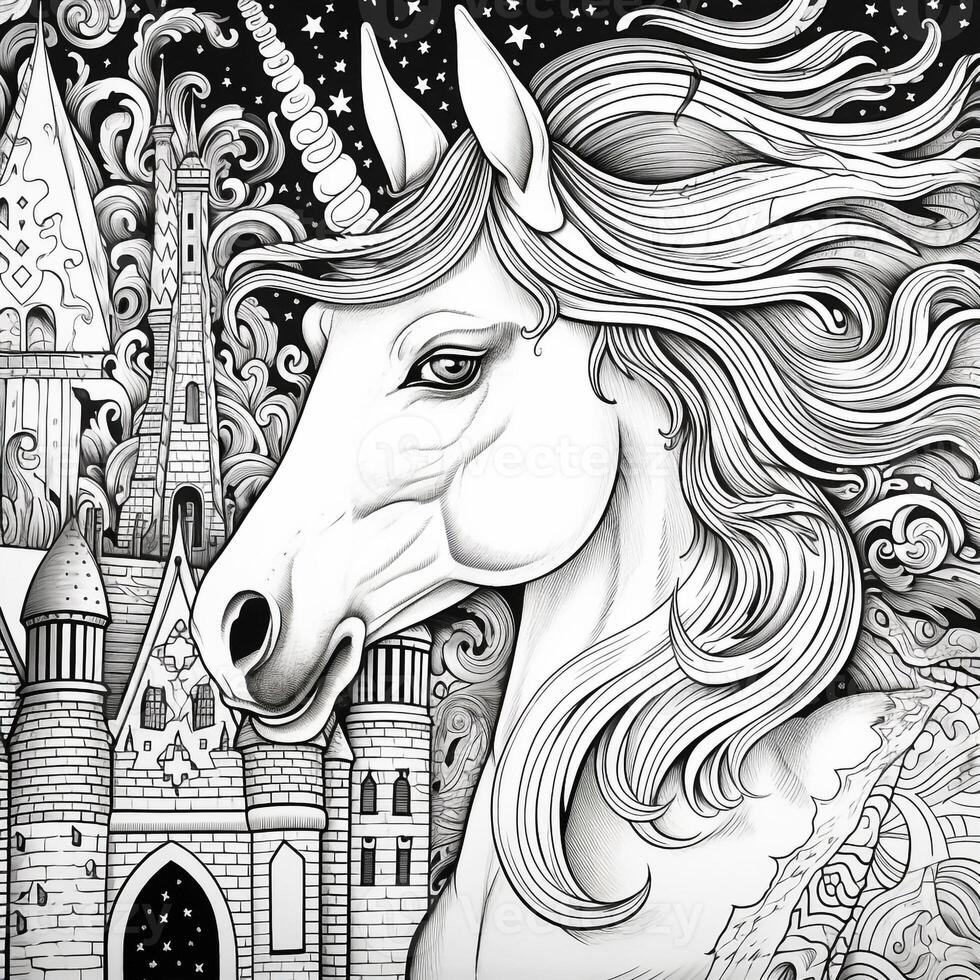 unicorno colorazione pagine comico stile foto