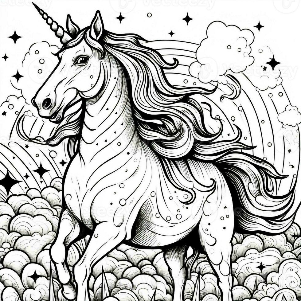 unicorno colorazione pagine comico stile foto