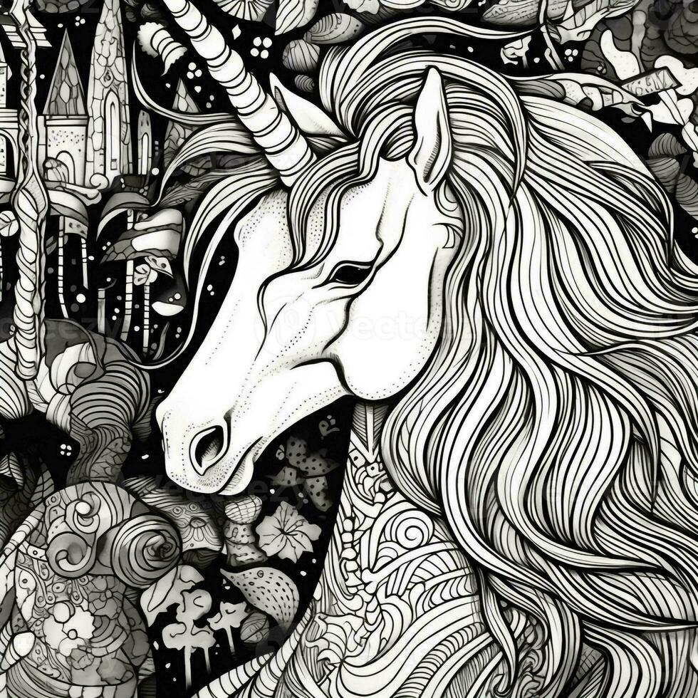 unicorno colorazione pagine comico stile foto