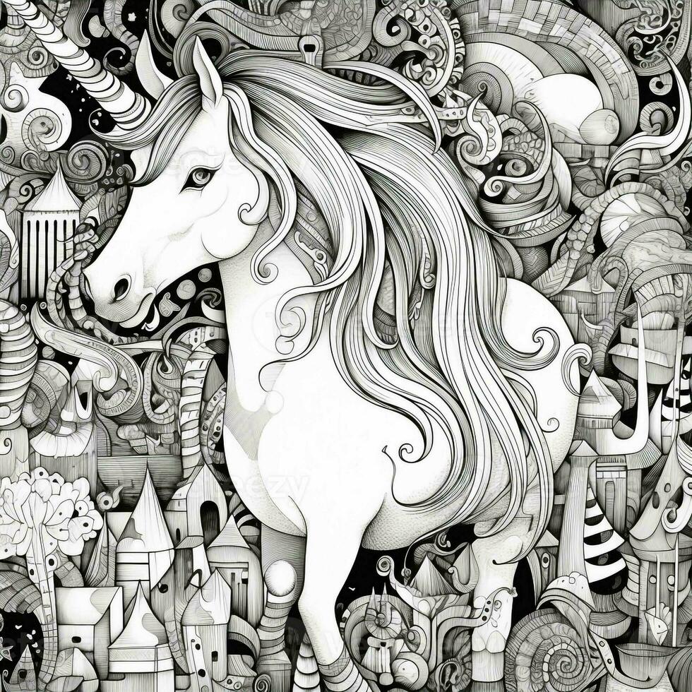 unicorno colorazione pagine comico stile foto