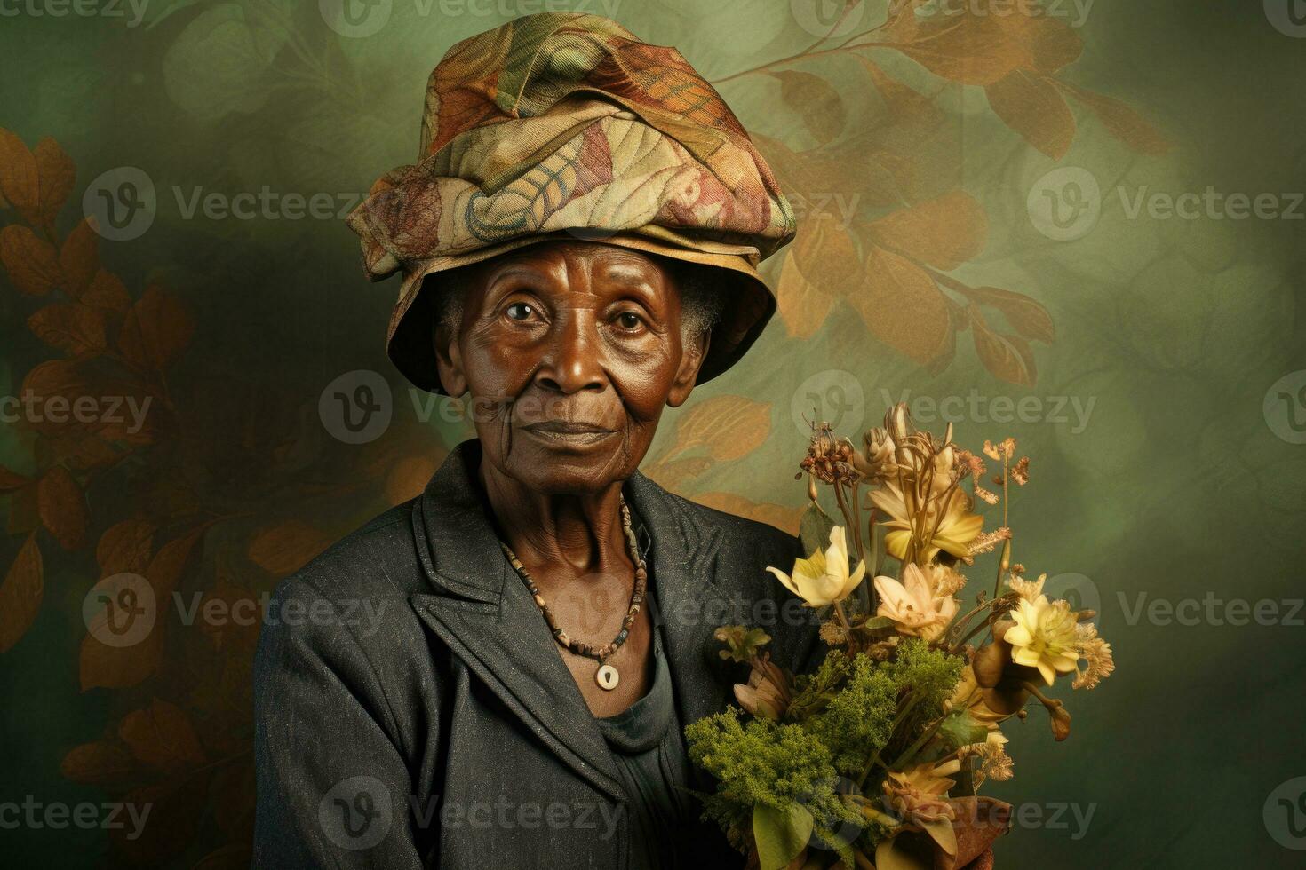 creativo elegante ritratto di anziano nero donna. generativo ai foto