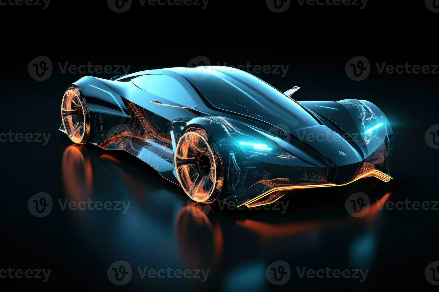 futuristico sport auto con raggiante guidato luci. generativo ai foto