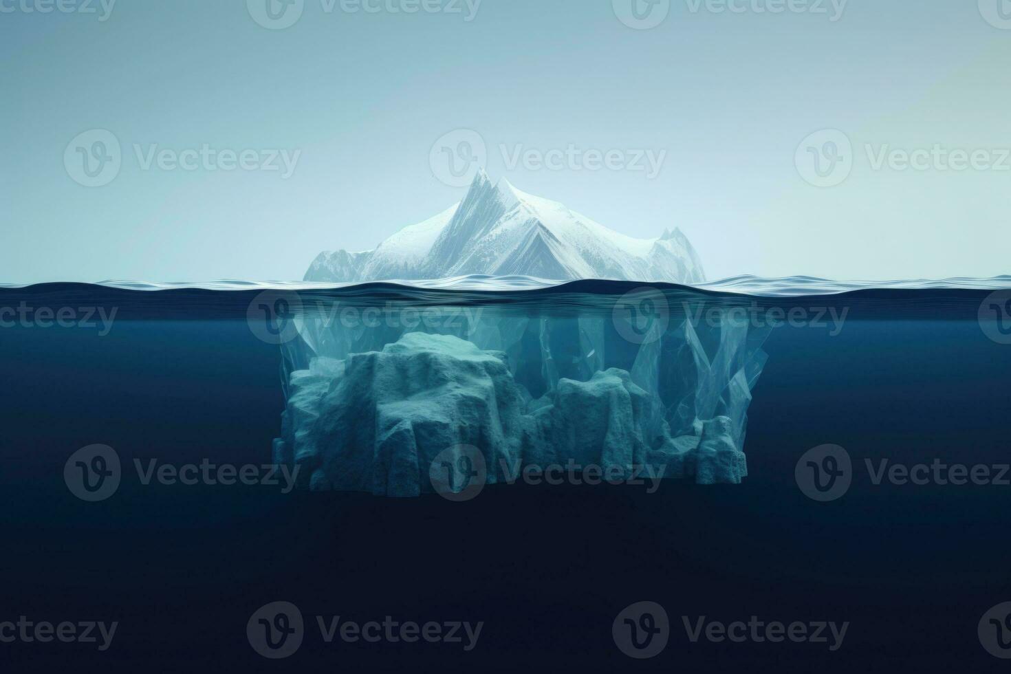 iceberg con nascosto parte sotto acqua nel oceano. generativo ai foto