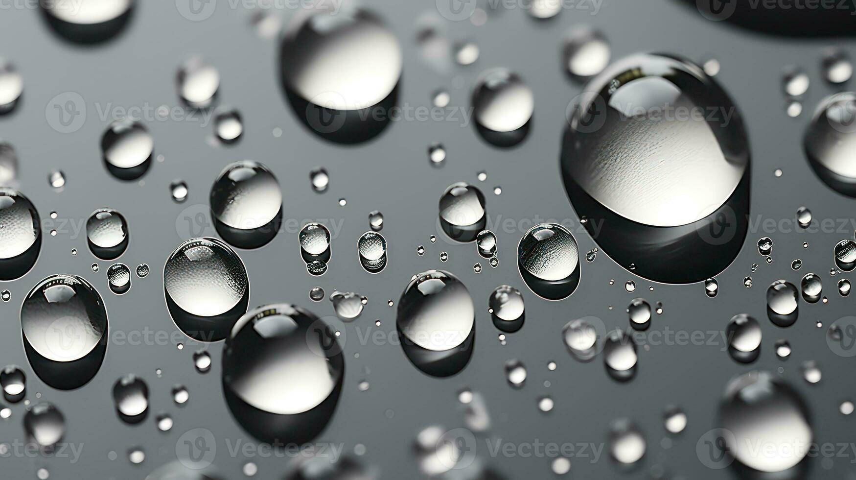 acqua gocce su grigio metallo ai generato foto