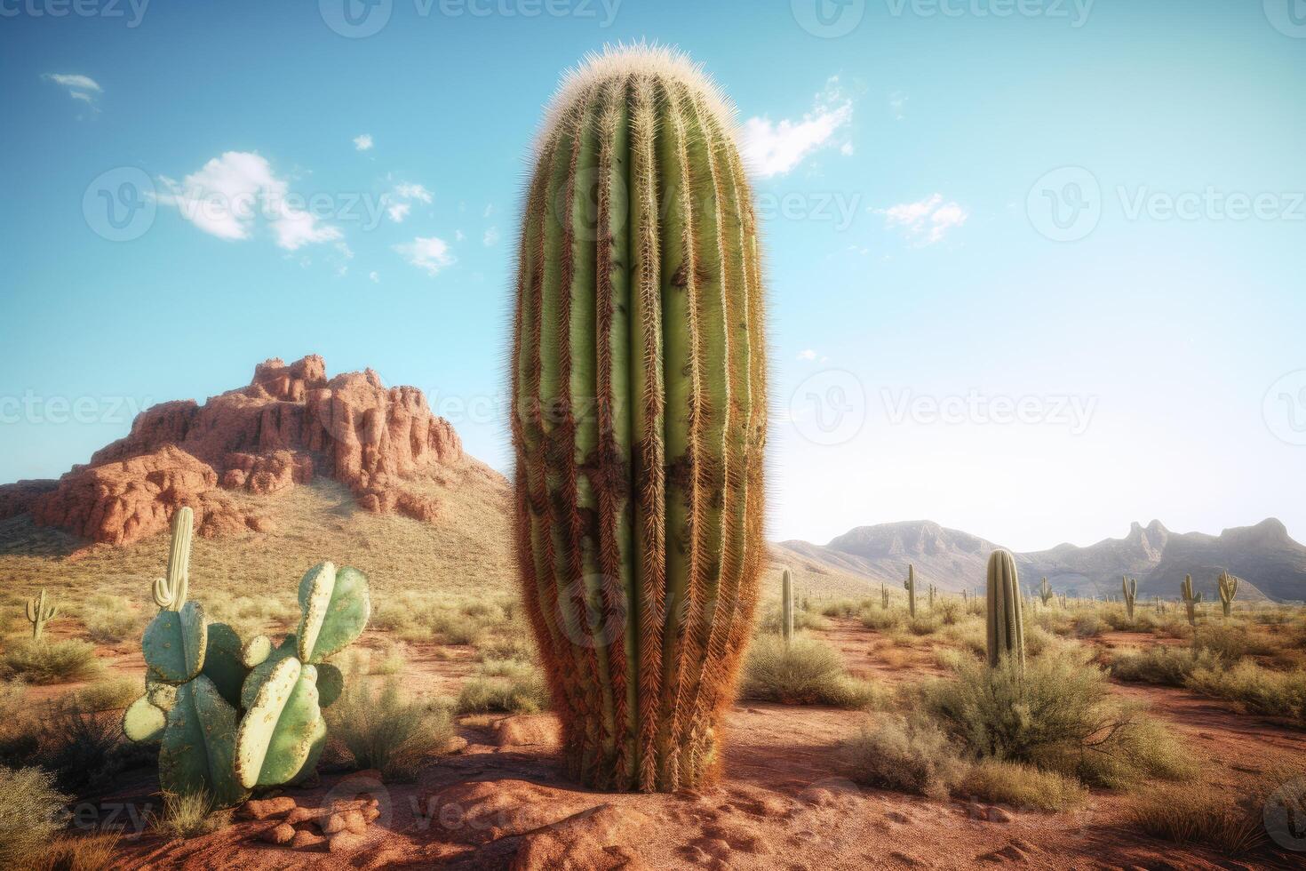 foto di cactus albero nel il mezzo di il deserto. generativo ai