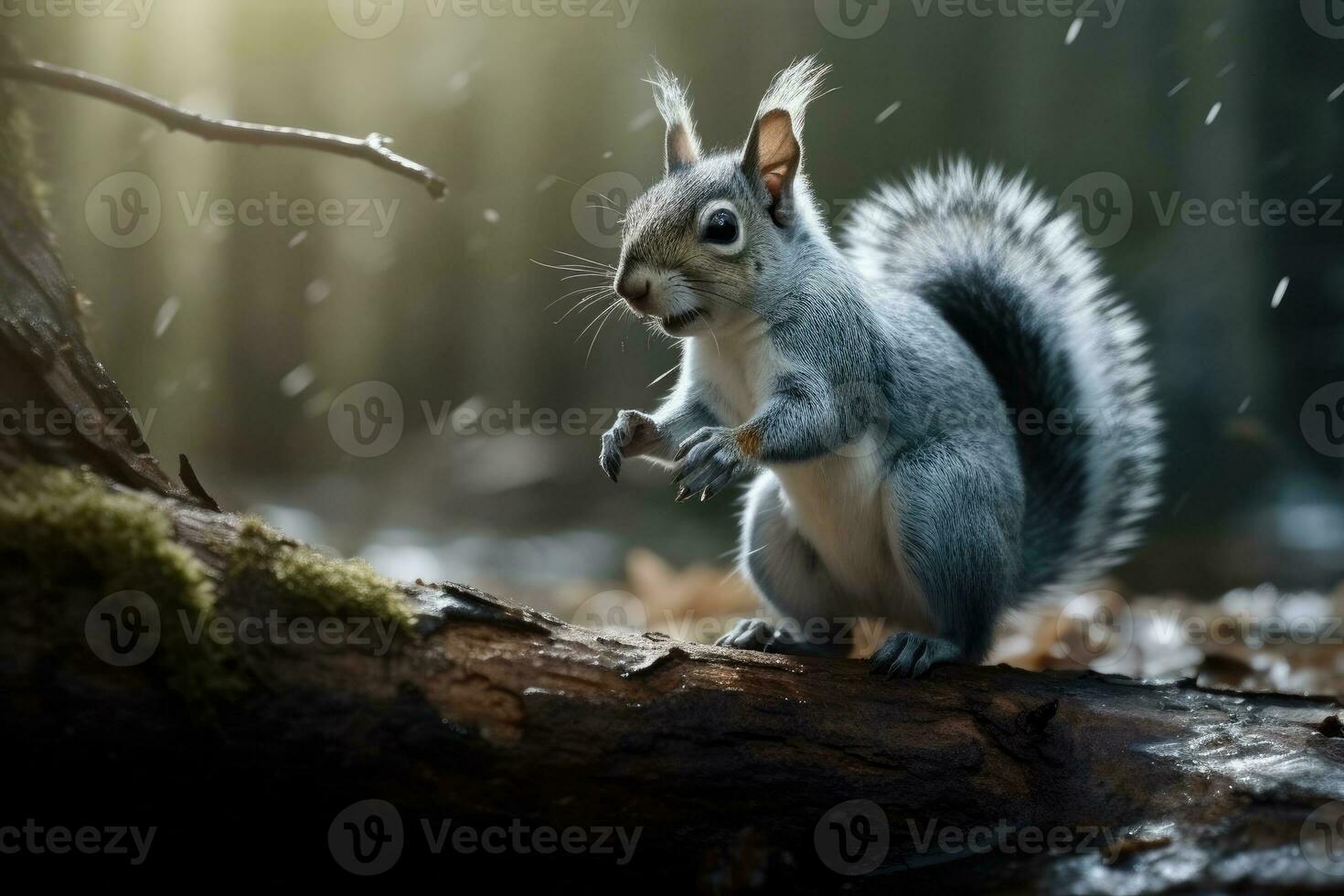 foto di un' scoiattolo a piedi su un' albero ramo. generativo ai