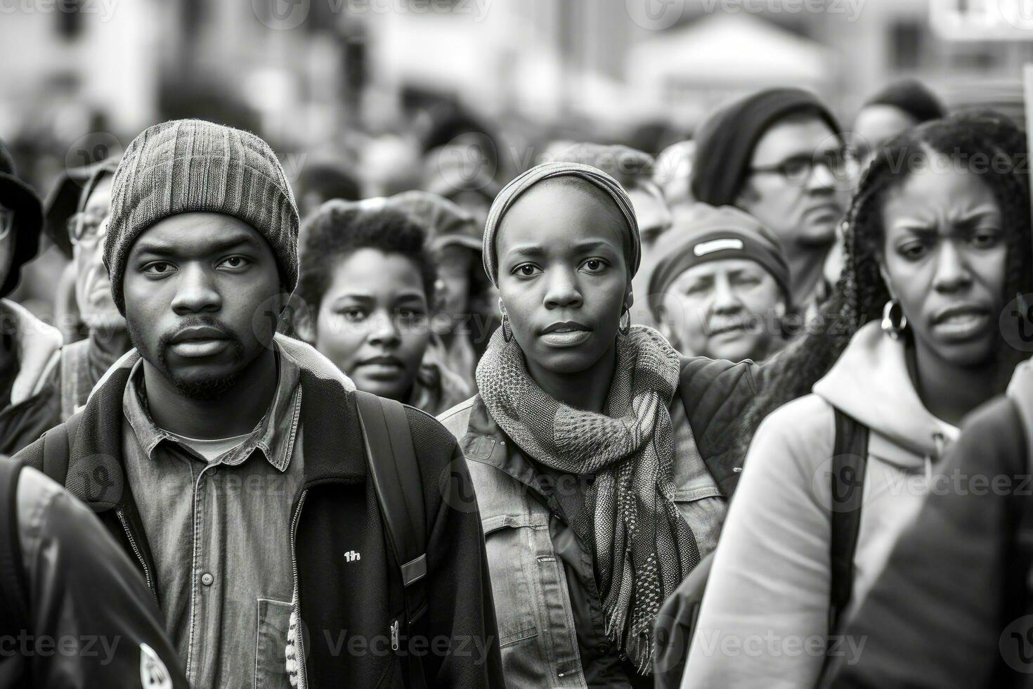 un' potente tiro di un' protesta marzo per un' sociale causa. generativo ai foto