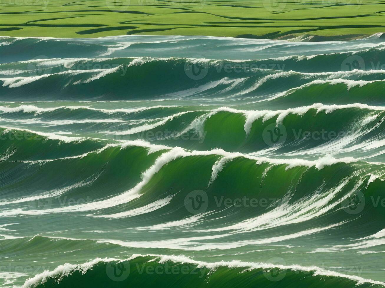 mare spiaggia verde acqua onde illustrazione foto