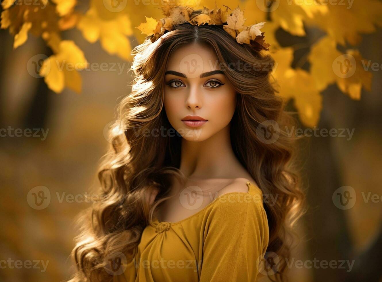bellissimo ragazza con autunno le foglie foto