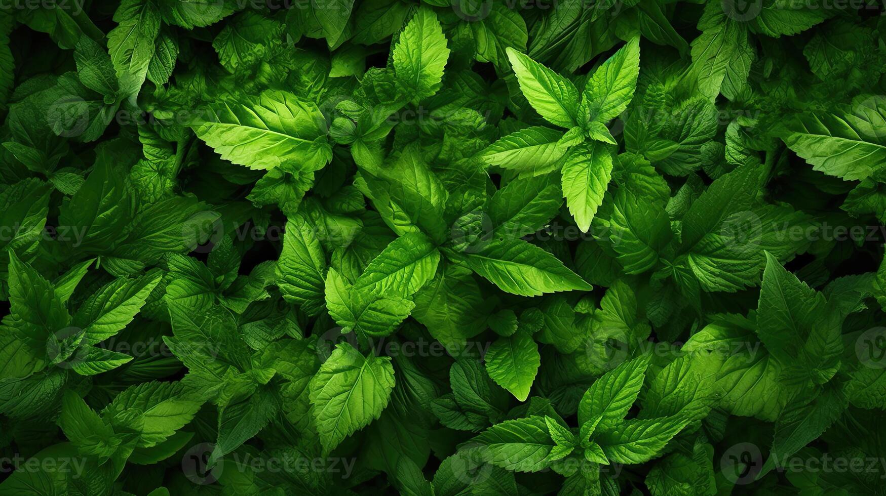 tropicale le foglie con acqua gocce su verde le foglie sfondo. realistico le foglie struttura. vettore illustrazione ai generativo foto