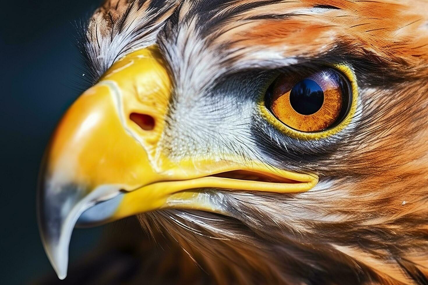 aquila occhio. un' vicino Guarda a il visione di il re di uccelli. ai generativo foto