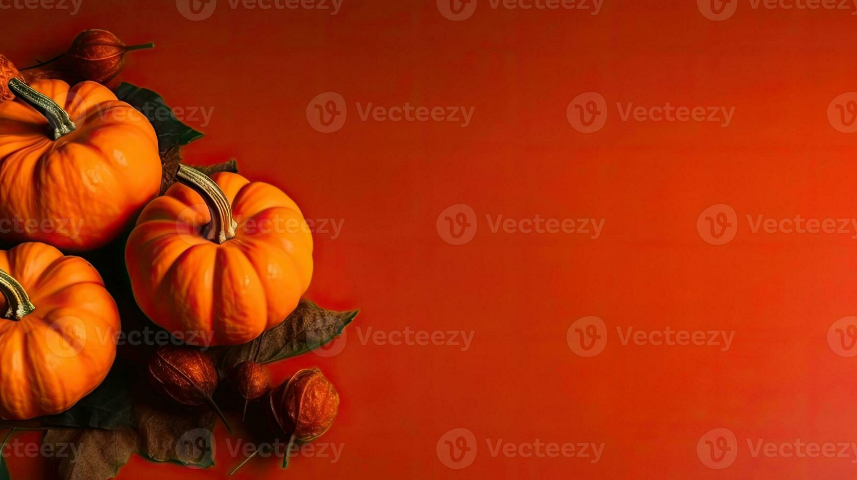 Halloween con mazzo di arancia zucche su spaventoso sfondo per bandiera disegno, ai generativo foto