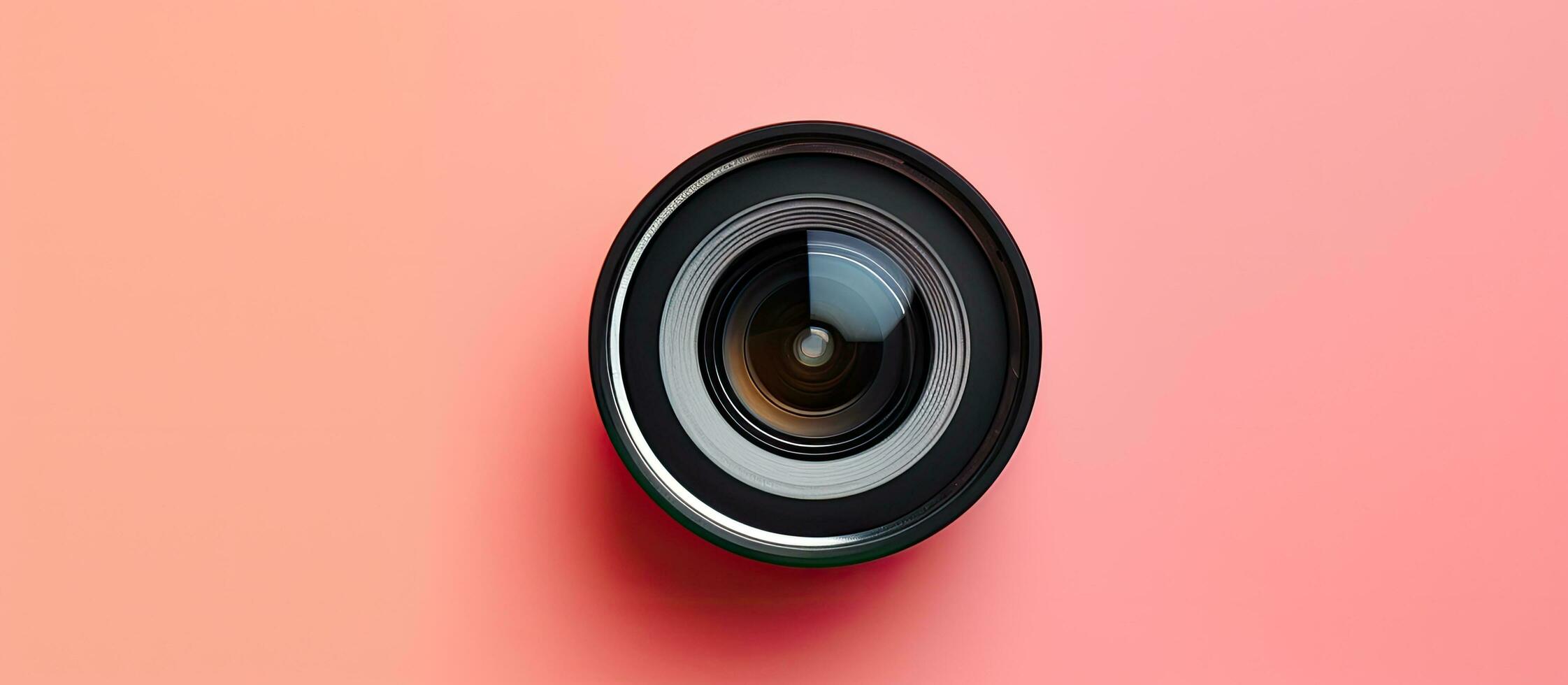 foto di un' telecamera lente su un' vivace rosa sfondo con copia spazio