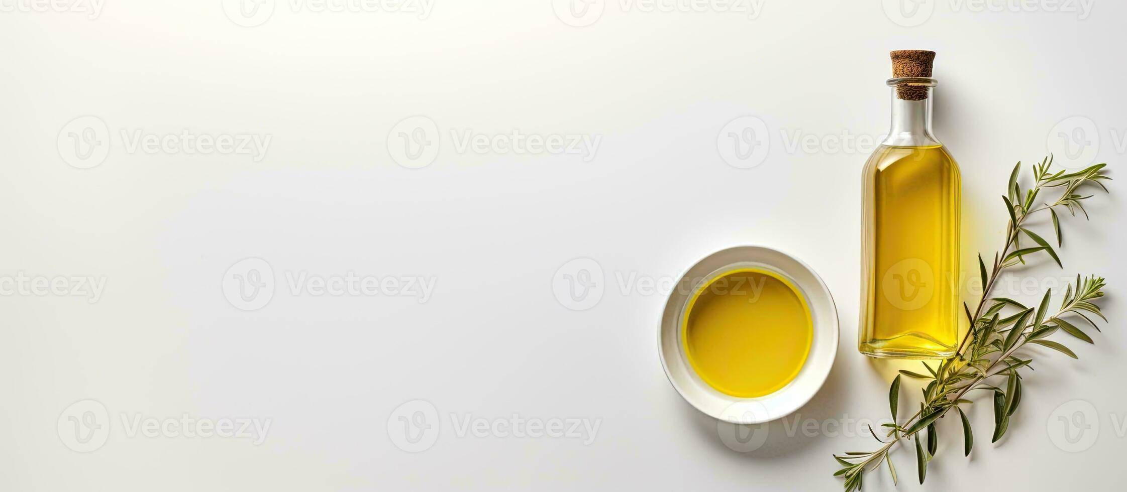 foto di un' bottiglia e ciotola di fresco oliva olio con copia spazio con copia spazio