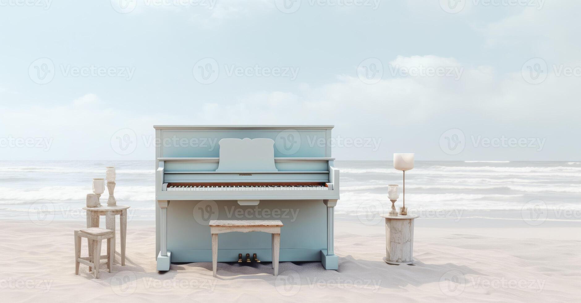 pianoforte al di fuori tiro a spiaggia, ai generativo foto