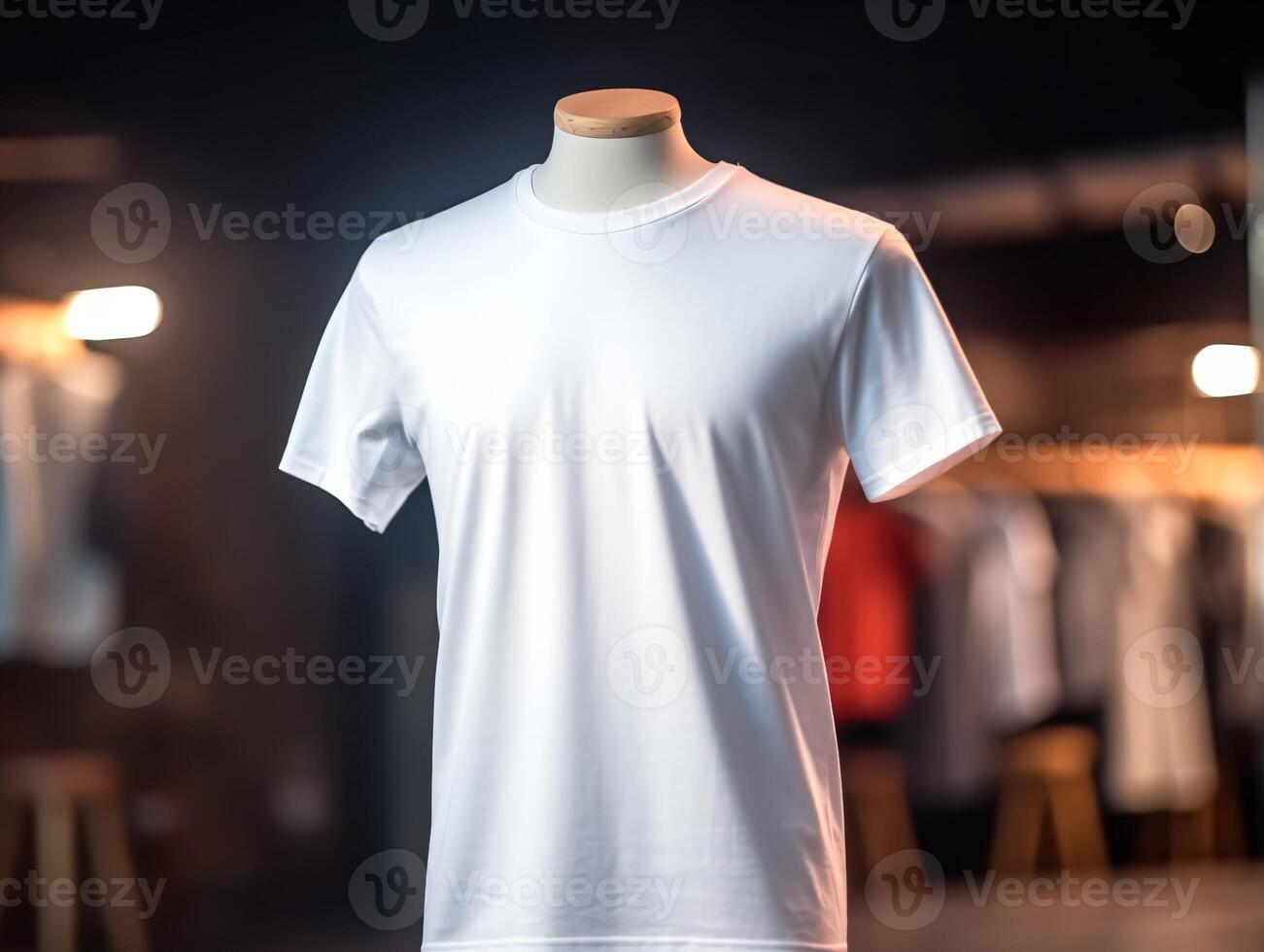 bianca maglietta modello su indossatrice ai generativo foto