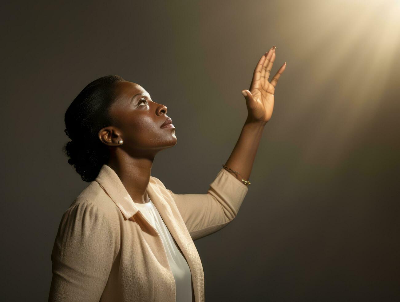 studio tiro di africano donna dinamico emotivo gesti ai generativo foto