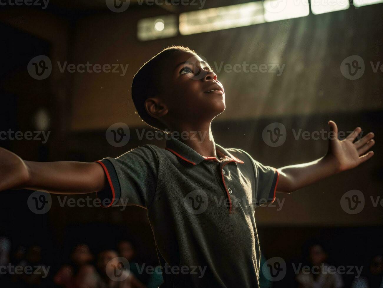 foto di emotivo dinamico posa brasiliano ragazzo nel scuola ai generativo