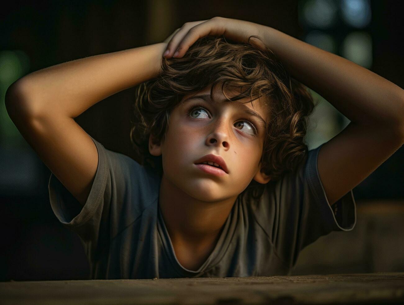 foto di emotivo dinamico posa brasiliano ragazzo nel scuola ai generativo