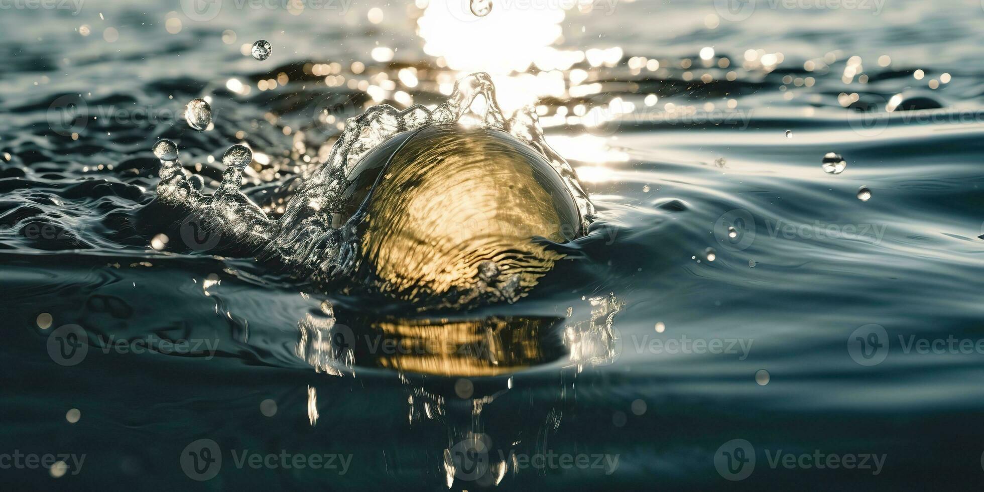 ai generato. ai generativo. bicchiere palla autunno in il acqua con molti spruzzo intorno a. grafico decorazione sfondo. grafico arte foto