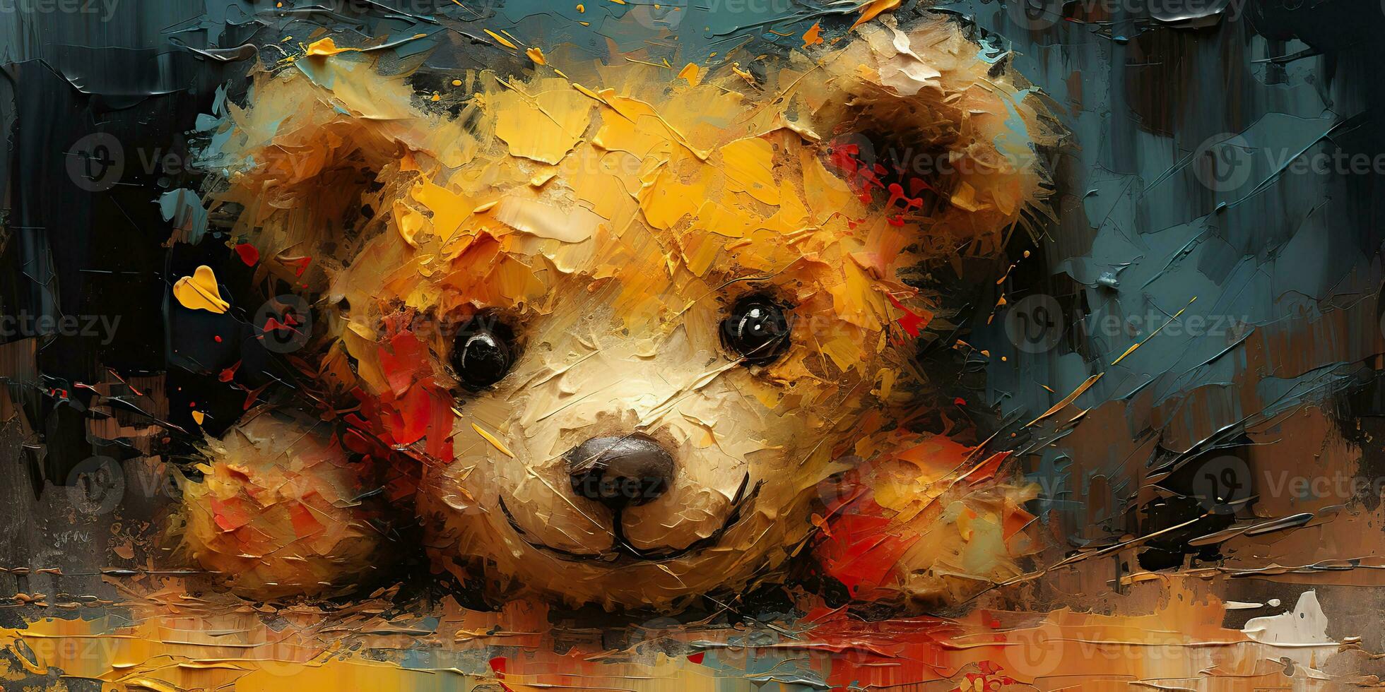 ai generato. ai generativo. carino poco cartone animato orso ragazzo. disegno pittura acquerello olio spazzola graffiti inchiostro luminosa colori sfondo. grafico arte foto