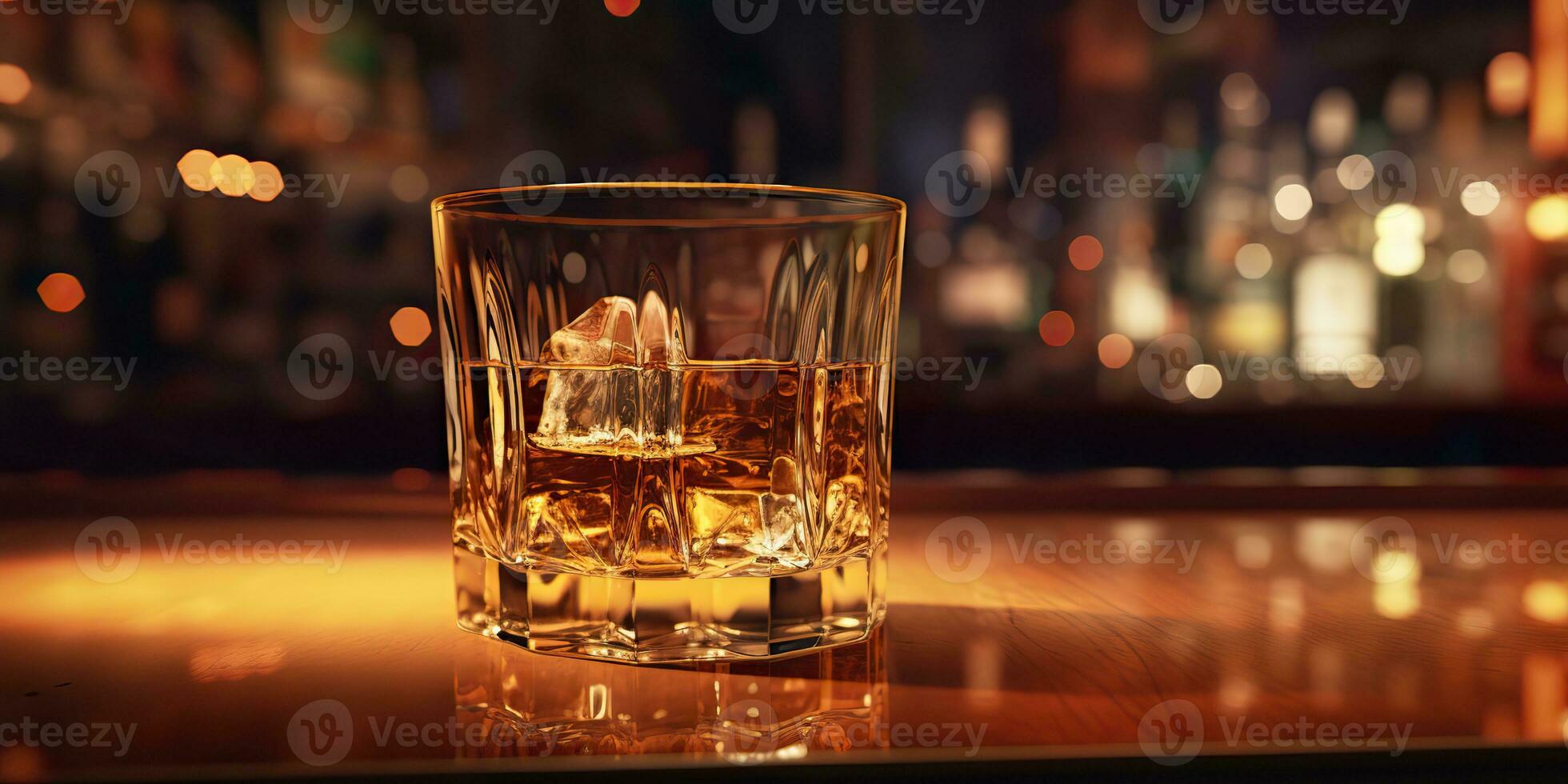 ai generato. ai generativo. classico alcool whisky scozzese bevanda nel bicchiere con ghiaccio cubi a bar pub. vicino club sfondo decorazione finto su. grafico arte foto