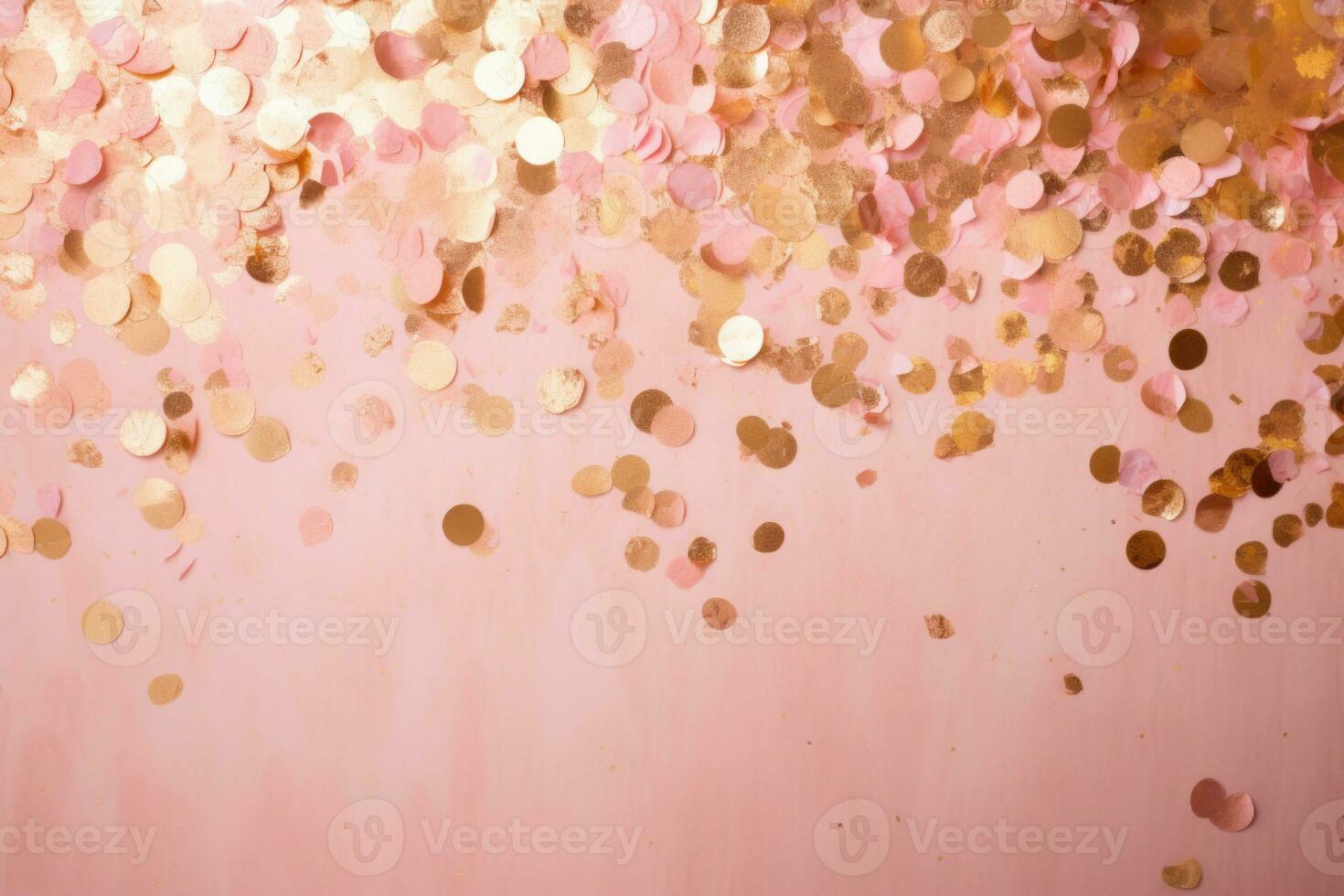 rosa Foglio coriandoli. oro e rosa colore sfondo. esplosione di coriandoli. ai generato foto