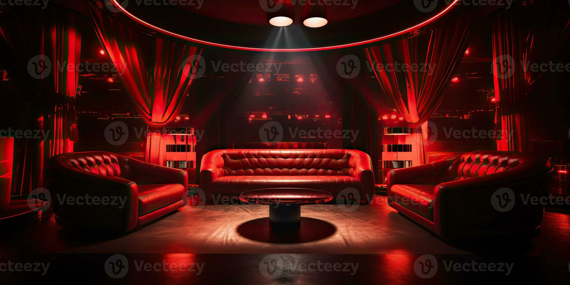 ai generato. ai generativo. rosso interno interno notte club vip lusso design decorazione. parte bevanda bar ristorante notte club notte lifestyle.graphic arte foto