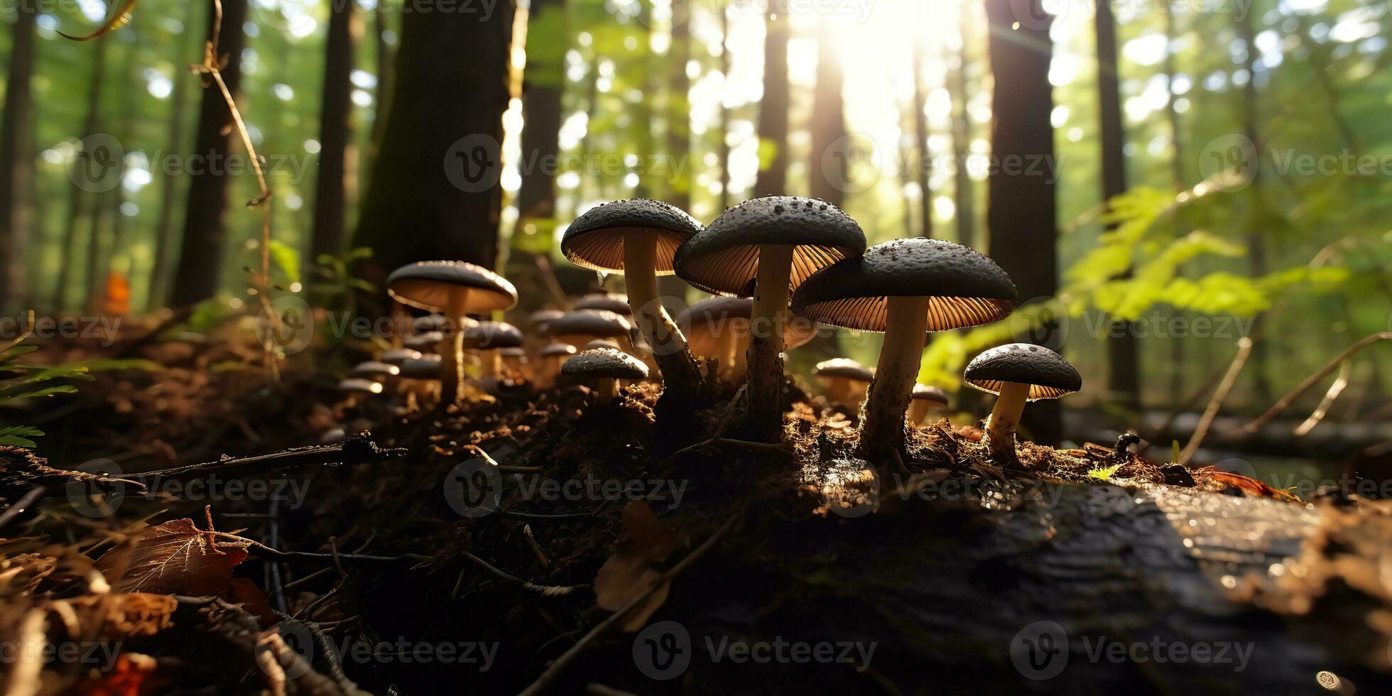 ai generato. ai generativo. all'aperto natura selvaggio paesaggio foresta Esplorare viaggio avventure con funghi trova su terra. grafico arte foto