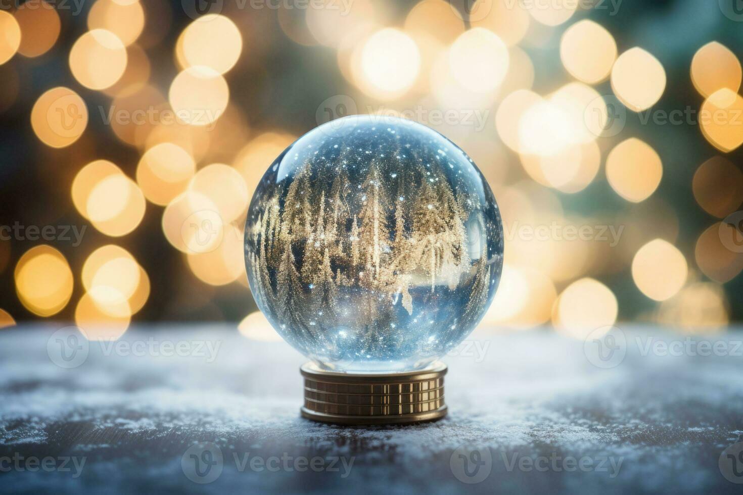 neve globo scintillante nel sfocato Natale sfondo. ai generato foto