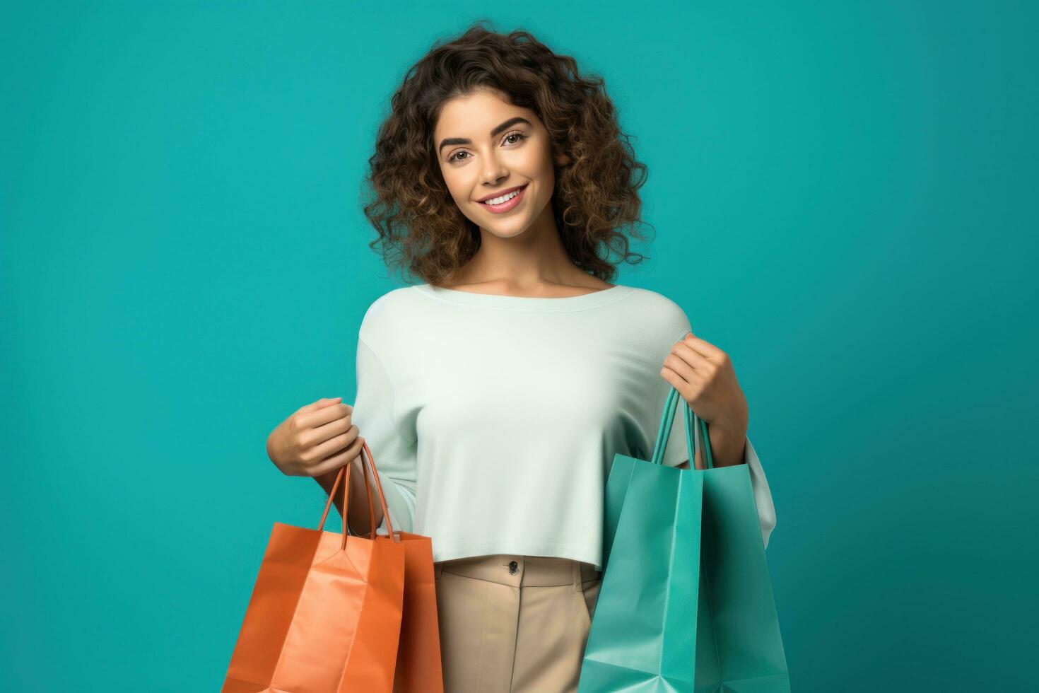 donna con borsa della spesa foto