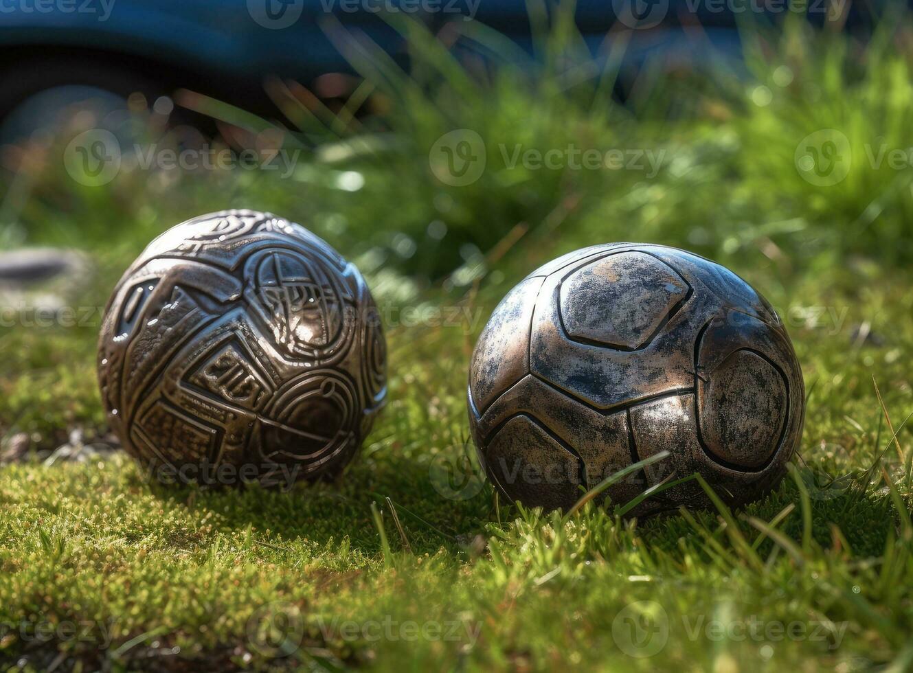 trofeo di il fifa mondo tazza su il verde erba di il calcio campo. creato con generativo ai tecnologia. foto