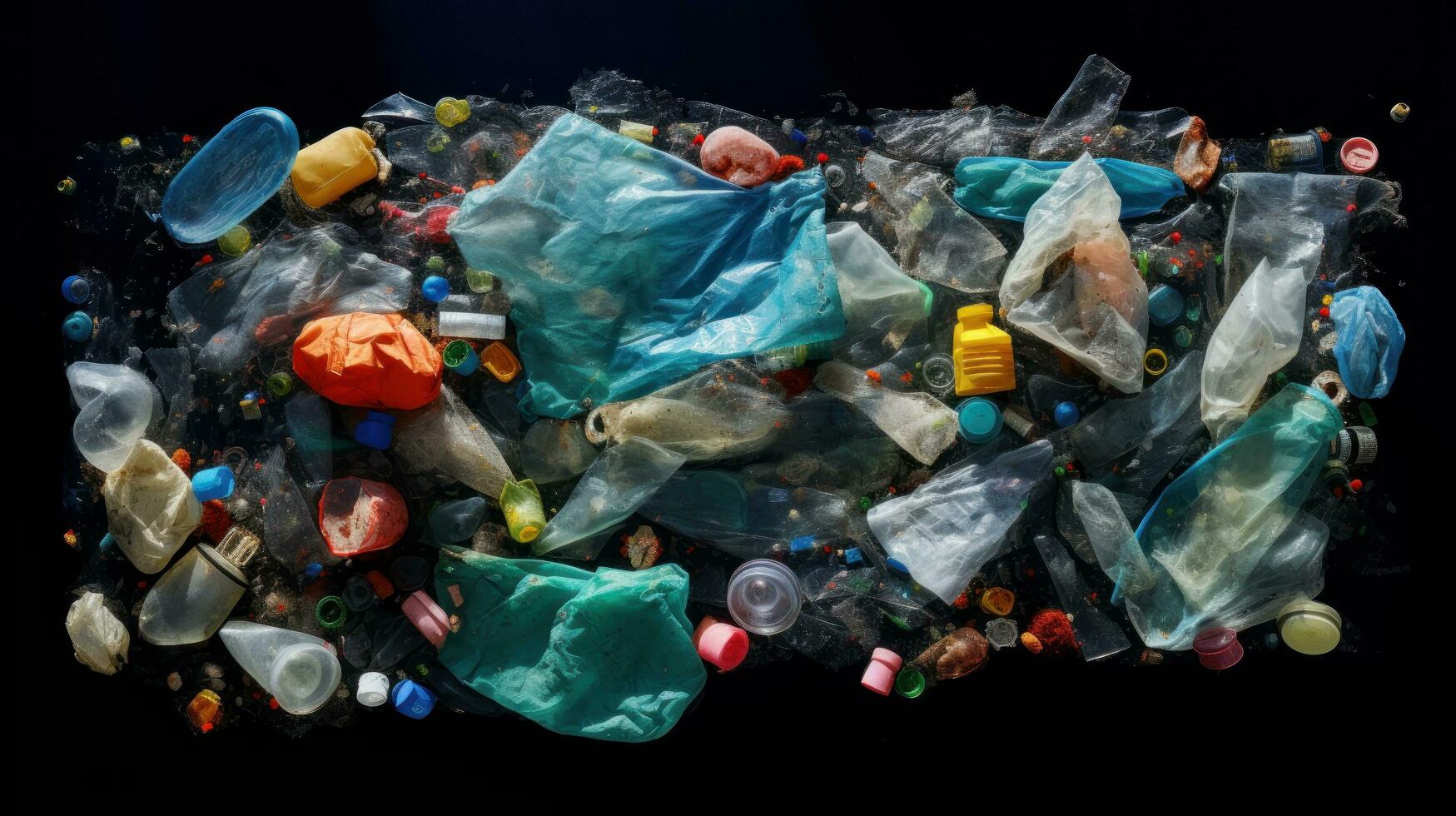 fermare oceano plastica inquinamento concetto, ambientale problema plastica e microplastica su il acqua. generativo ai foto