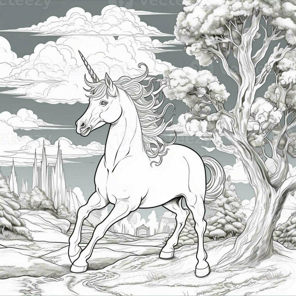 pagina da colorare unicorno foto