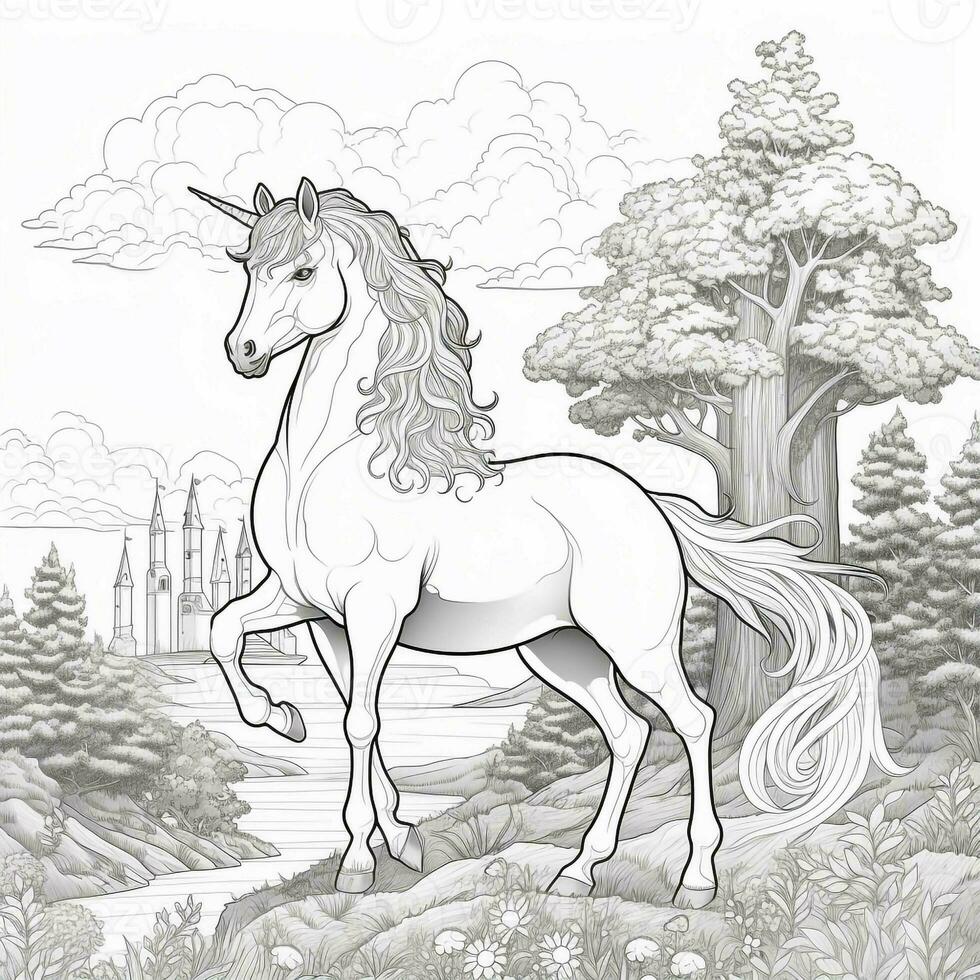 pagina da colorare unicorno foto