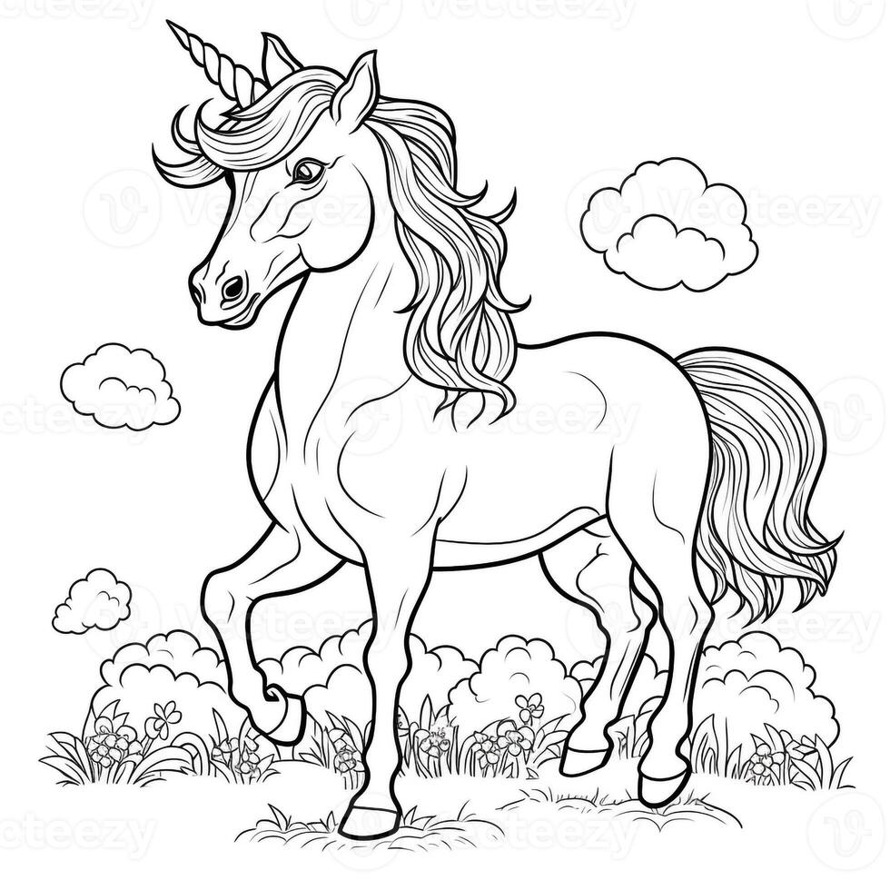 pagina da colorare unicorno per bambini foto